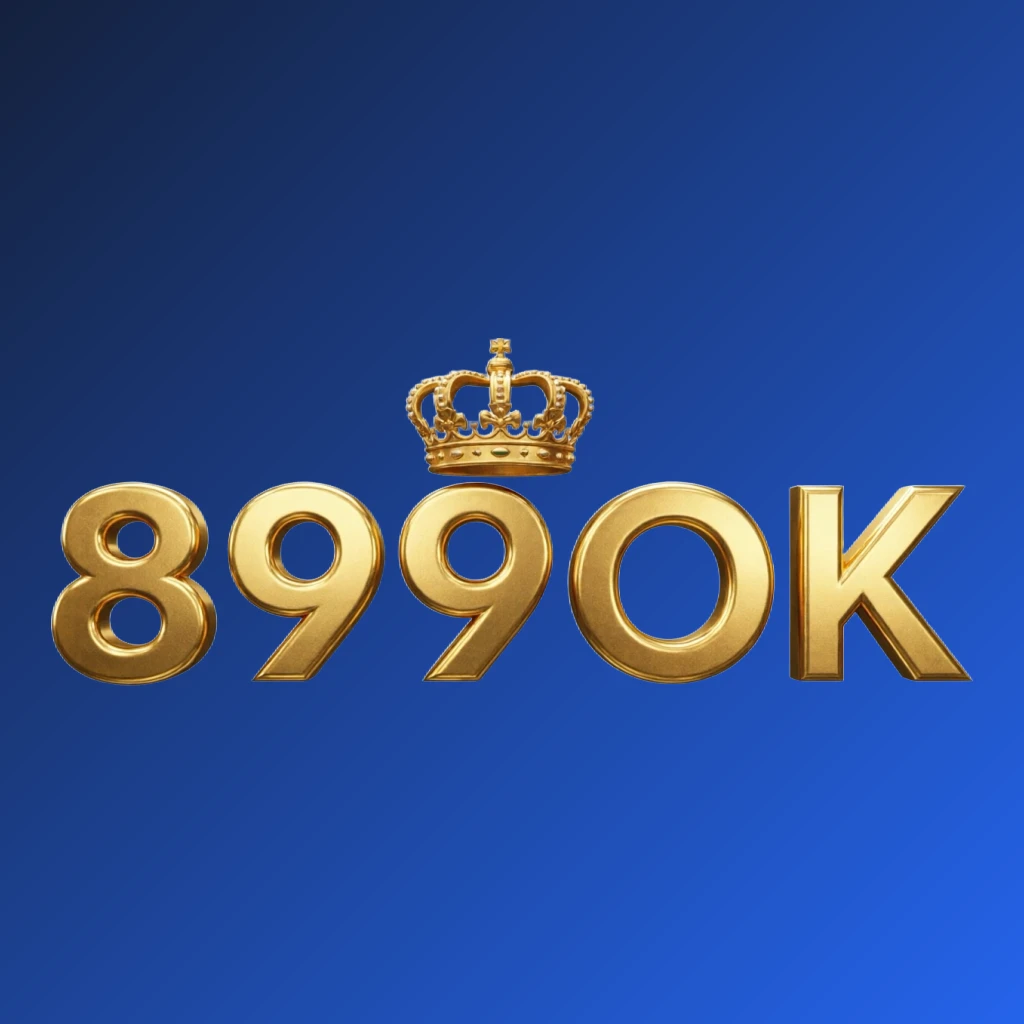 899OK luxury brand logo with gold metallic finish and a crown above the letters, designed as a horizontal rectangular wordmark with a transparent background